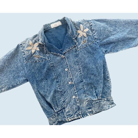 City Swingers Jackets & Blazers - Vintage CITY SWINGERS Acid Washed Applique Jacket 80s / 90s Sz S